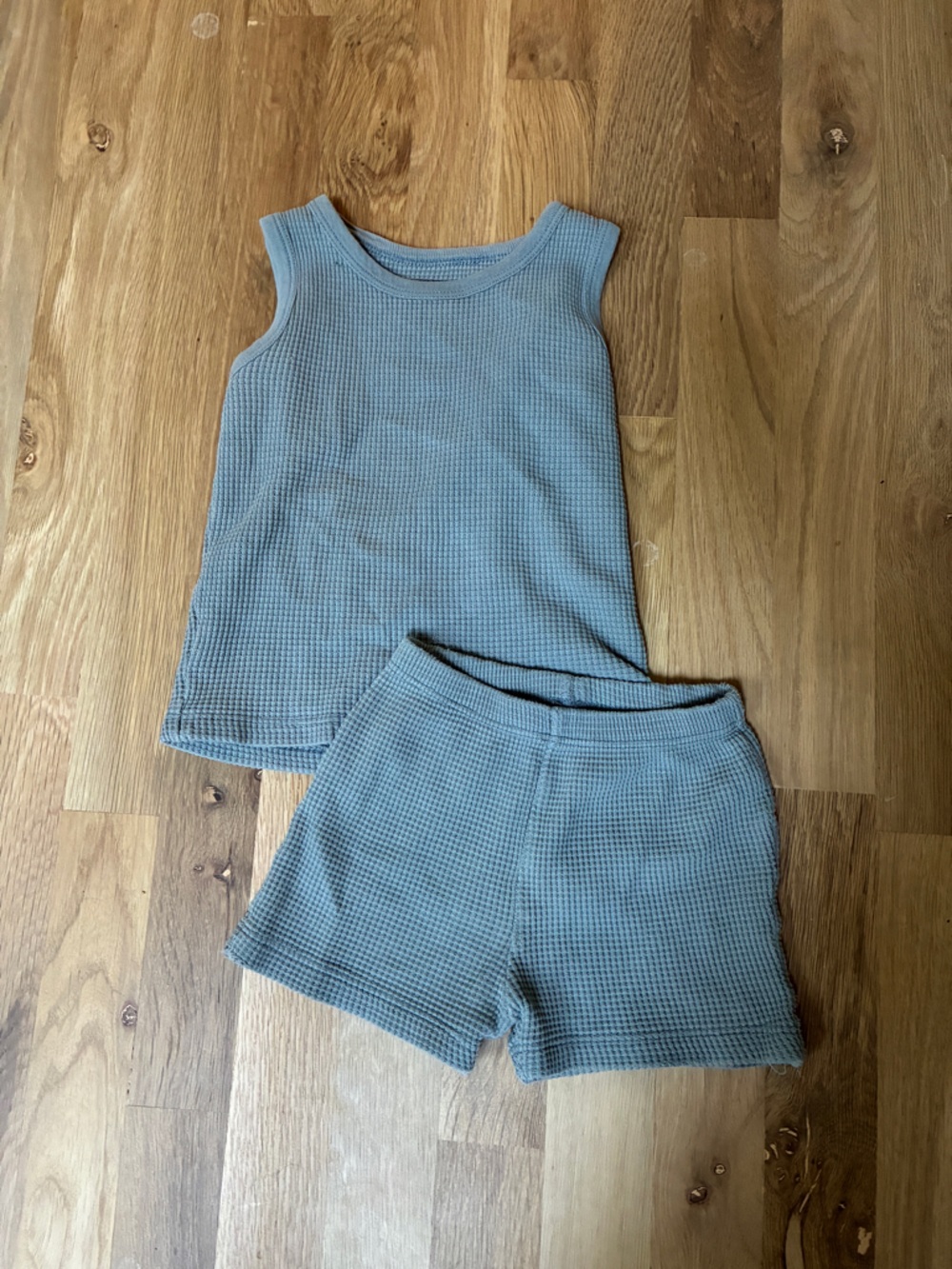 Noble Organic Waffle Tank Set in Blue Moon